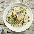 108076 Semmelkloss mit Champignon-Rahmsoße und jungem Thymian